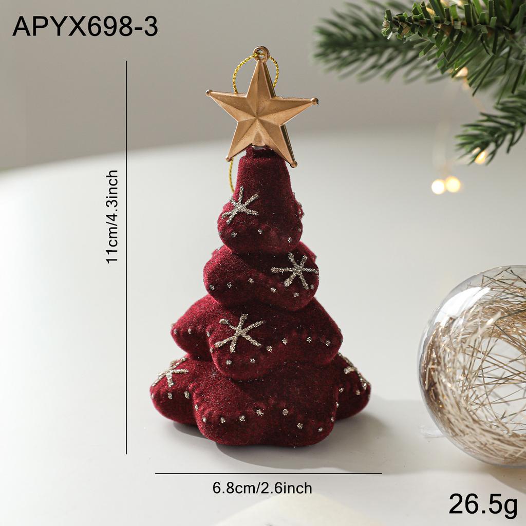 Christmas Tree Decoration Christmas Mini Tree Pendant New Year Flocking Hanging Ornament Navidad Xmas Home Decoration Gift