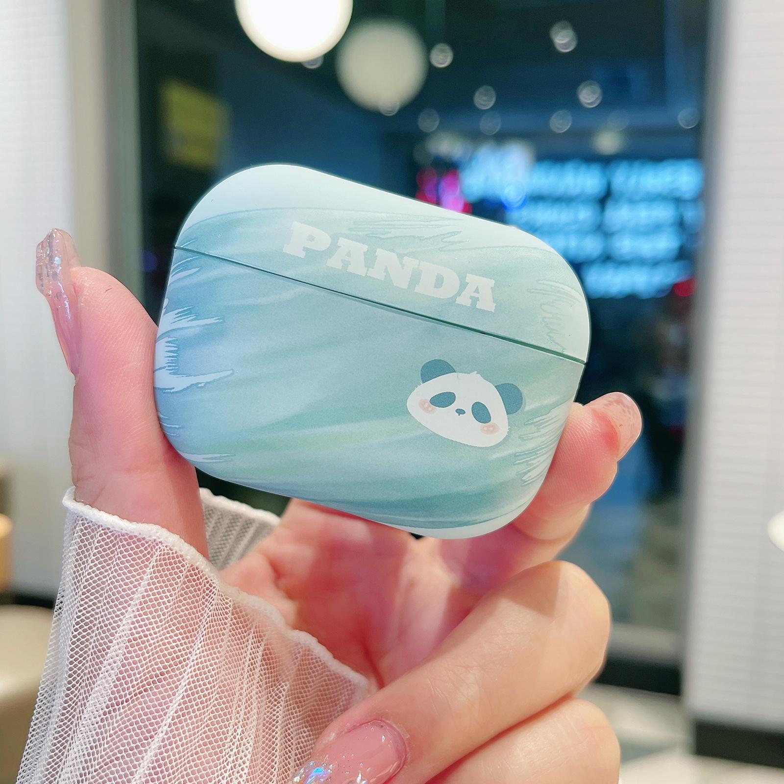 

For Apple AirPods 3 Matte Hard PC Case Cartoon Panda Pattern Printing Protective Cover
