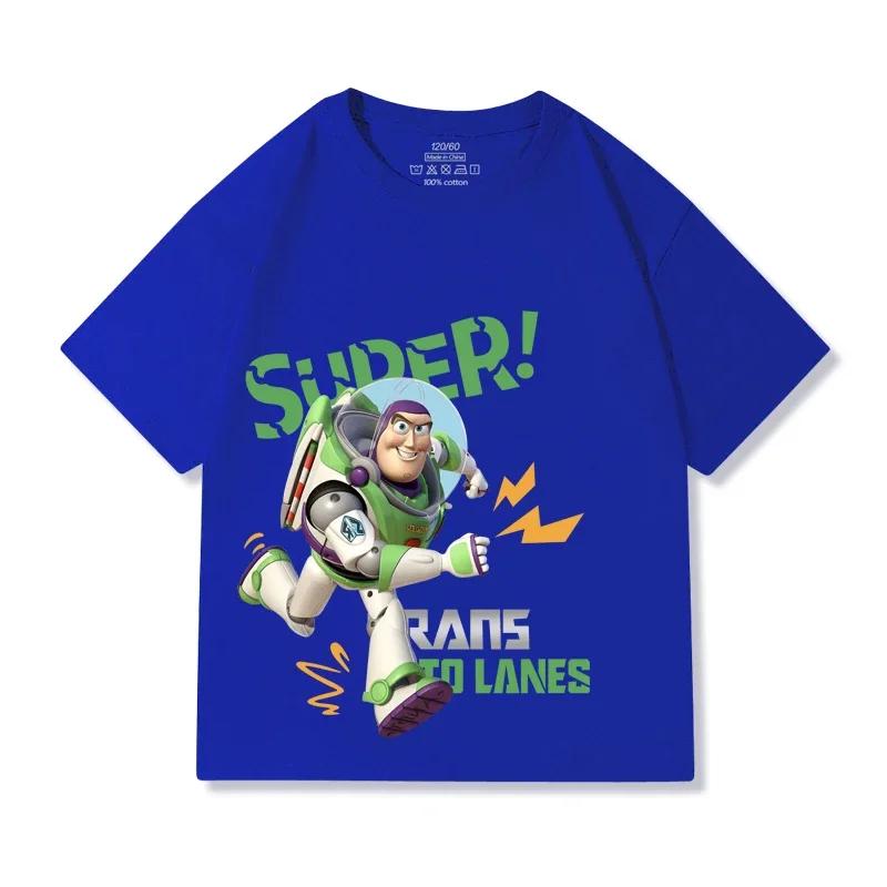 

Disney Buzz Lightyear Cartoon T-shirt 100% Cotton Summer Children s Round Neck T-shirt Boys Girls Fashion Comfortable Tops 120