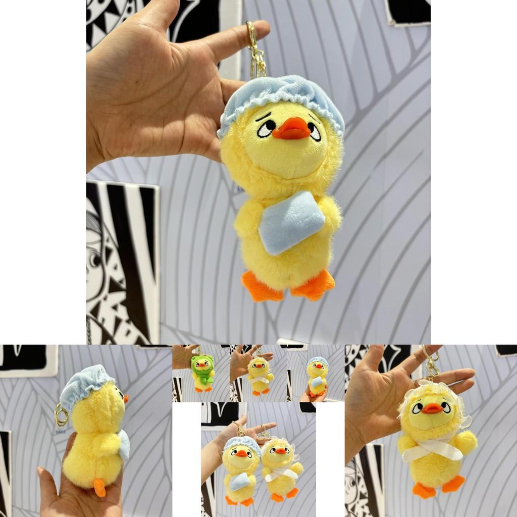 Charming Short Plush Duck Pendant Colorful Stuffed Animal Keyring For Bags