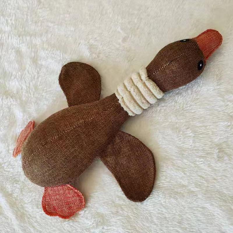 Interactive Sounding Plush Duck Goose Puzzle Toy for Cats and Dogs