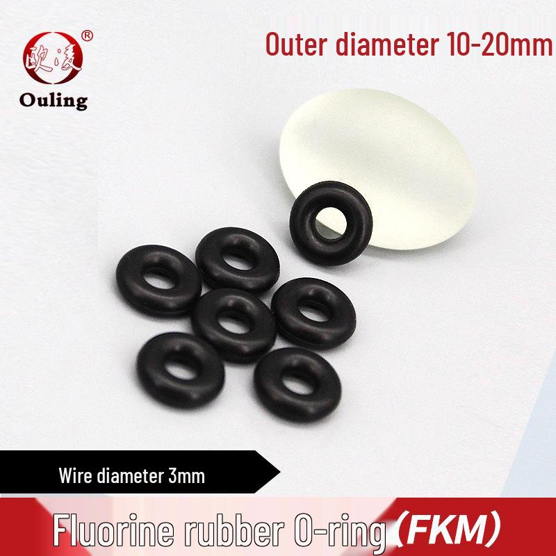 Black Fluororubber O-Ring Seal, OD 10-20mm, Thickness 3mm OD 11*3mm (10 pcs) Black Fluororubber O-ring