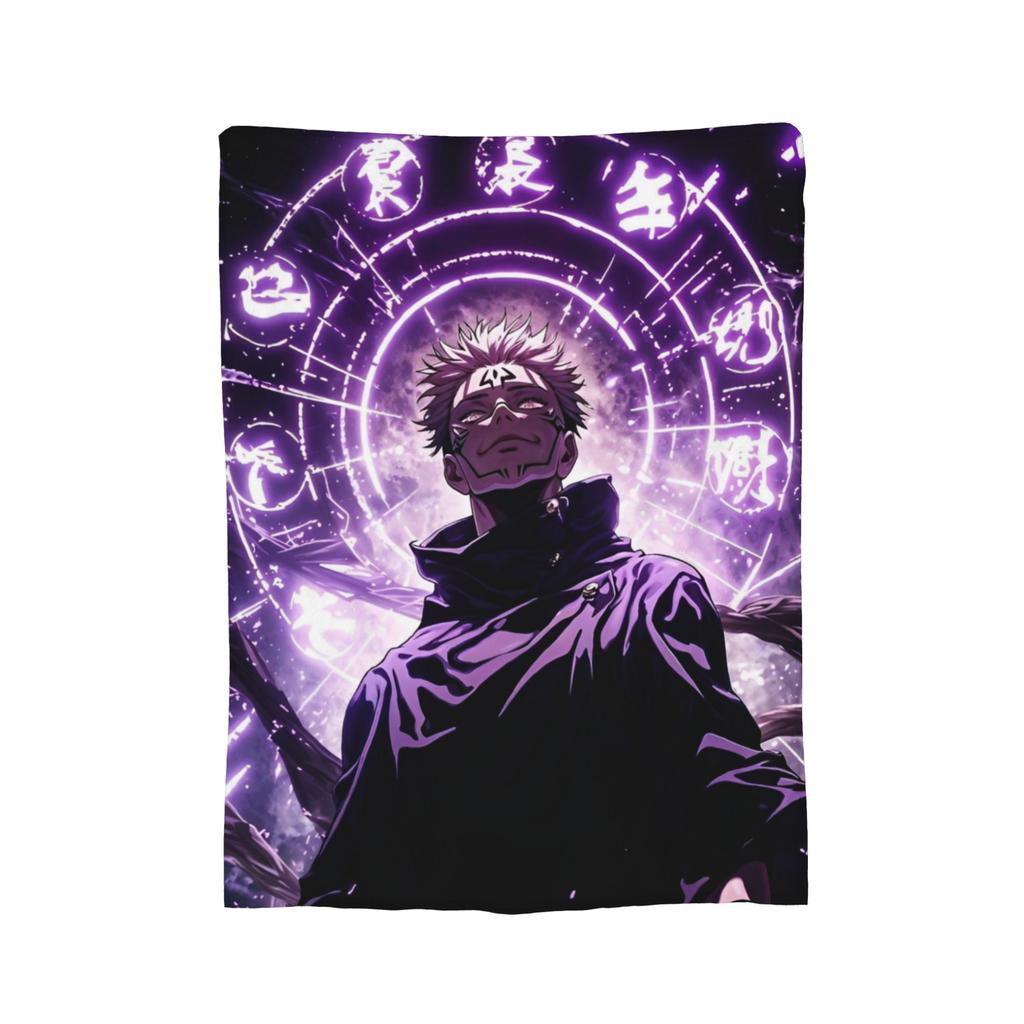 Ryomen Sukuna Velvet Throw Blanket Jujutsu Kaisen Anime Blanket for Sofa Travel Lightweight Bedspread,