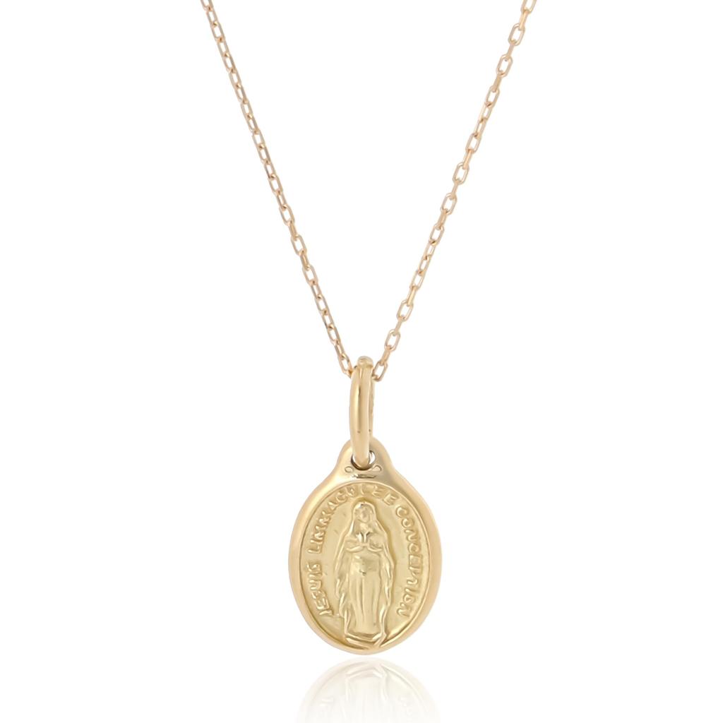 18K Yellow Gold Oval Medal S Necklace DPD54041 with Exclusive Box [D Collection]