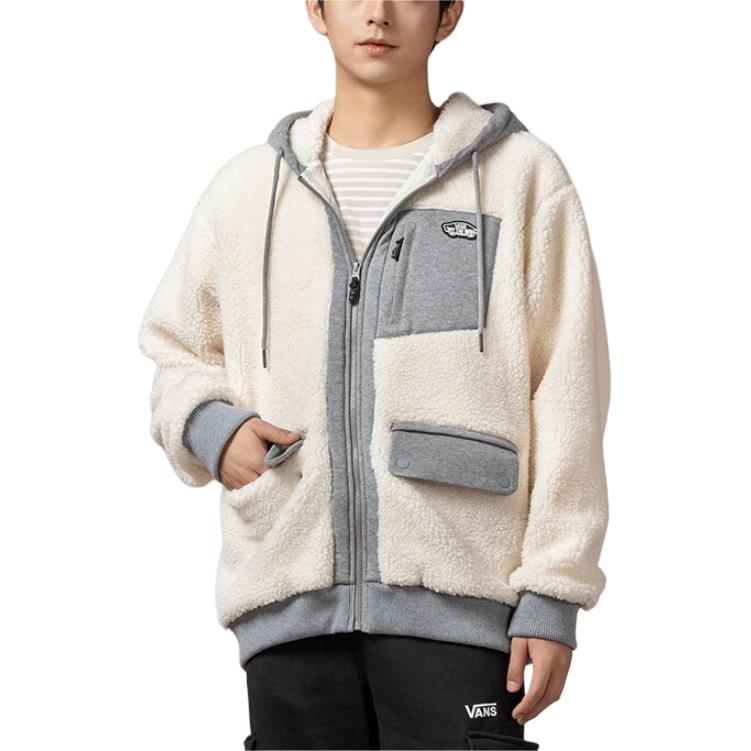 Vans Patchwork Retro Zip Hoodie Jacket Men Tops Off-White VN000FBX3KS
