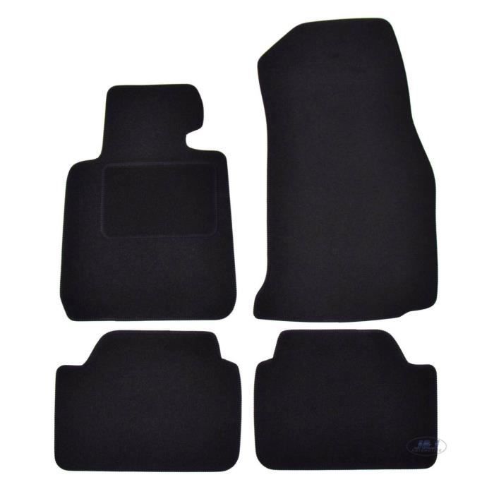 Tapis De Sol Noir Velours - J&J AUTOMOTIVE - BMW 1 Série F20 - Sur Mesure - Antidérapant - Imperméable