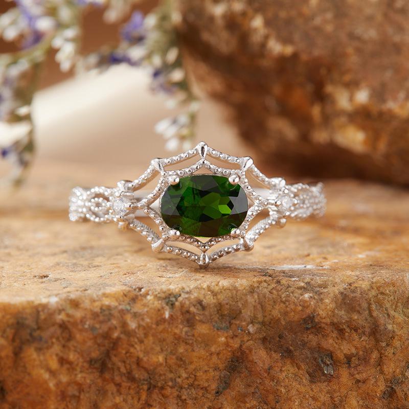 Natural Amethyst Citrine Colored Treasure Ring Women'S S925 Sterling Silver Index Finger Ring Xiaohongshu Earrings
