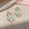 Sweet wind oil painting three-dimensional butterfly flower earrings, exquisite design personalized versatile earrings women