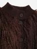 2024 Winter Women's Fashion European & American Style Faux Fur Knit Cardigan