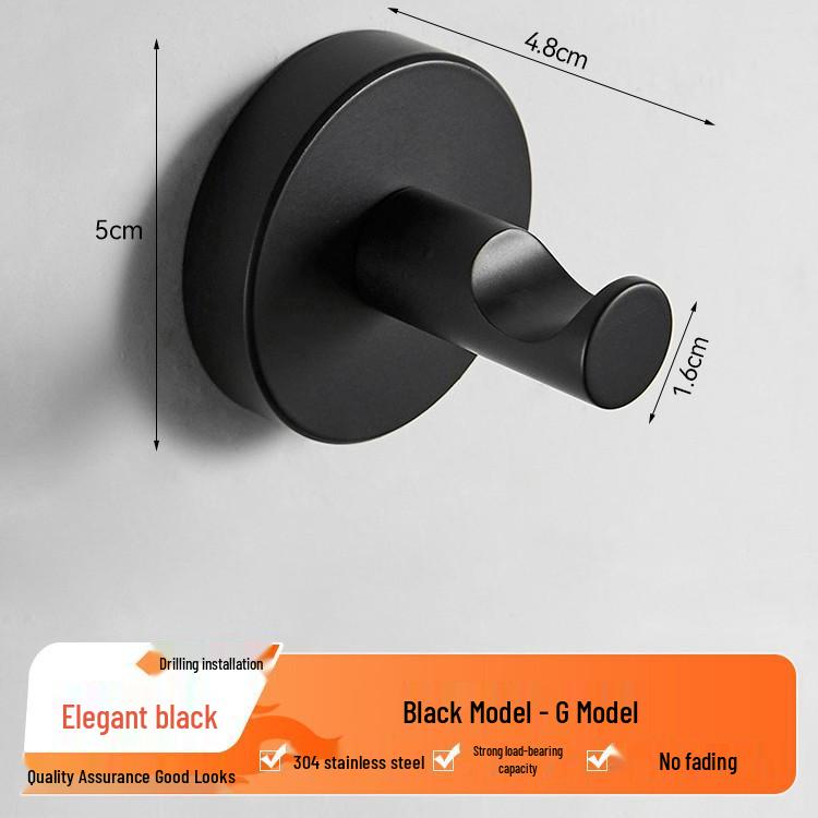Gunmetal Grey Punch-Free 304 Stainless Steel Wall-Mounted Coat and Hat Hook