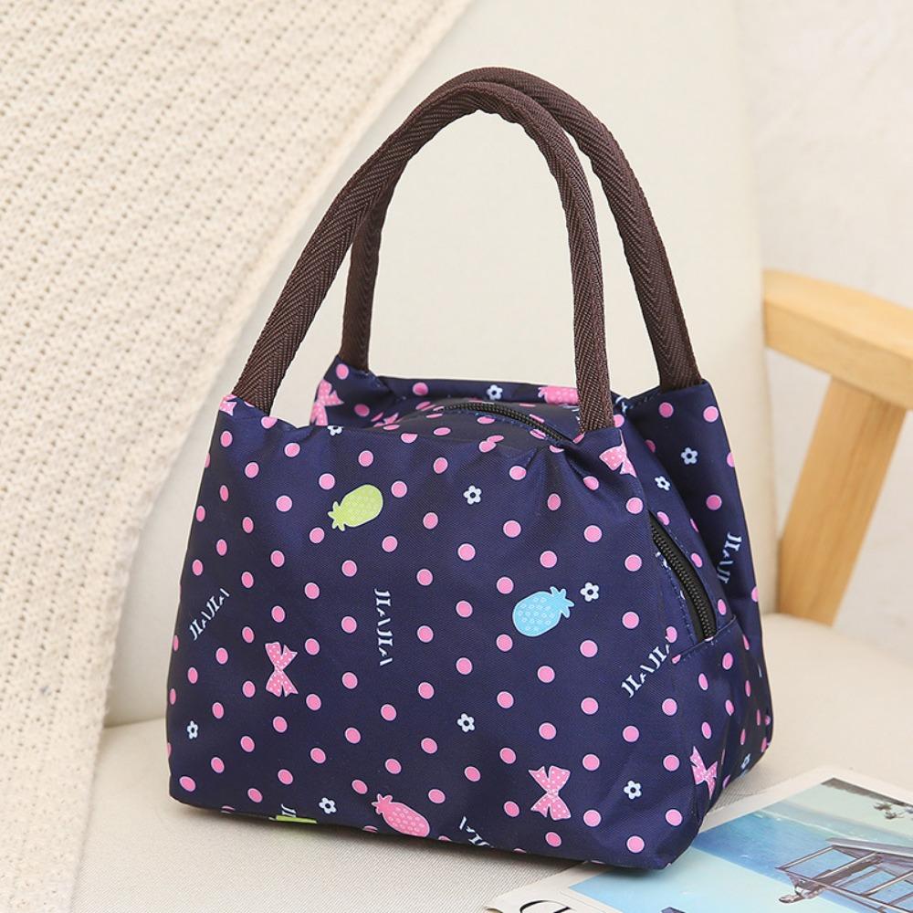 Portable Nylon Floral Print Tote Bag Waterproof Multifunctional Women Handbag Mommy Bag For Picnic Travel