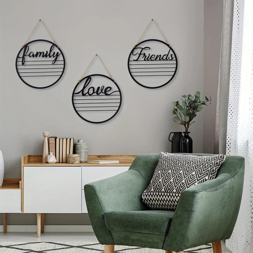 1 Stück Metall Wort Wandkunst Familienzeichen Moderne Hängende Plakette für Haus Wohnzimmer Küche Badezimmer Dekoration