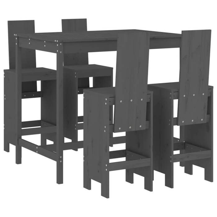 VidaXL Garden Bar Set 5 Pcs Grey Solid Pine Wood, Pub Set, Patio Bar Set, Table Set 3157777