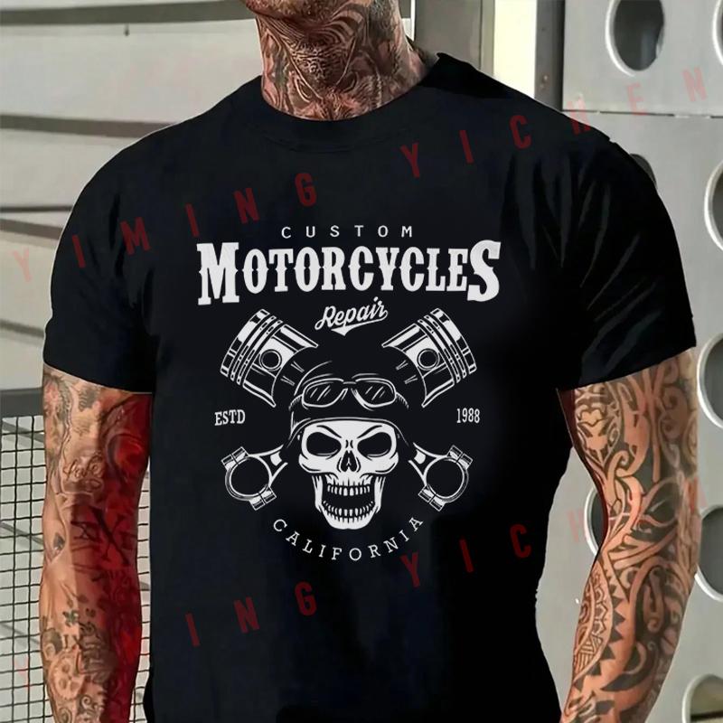Motorcycle Skull Screwdriver Biker Men T-Shirt Moto Cotton Summer O-neck Short Sleeve Hip Hop T