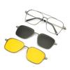 Metal 3 In 1 New Style Magnet Clip On Glasses Frame Trend Polarized Sunglasses For Men  Optical Computer Glasses UV400 7009