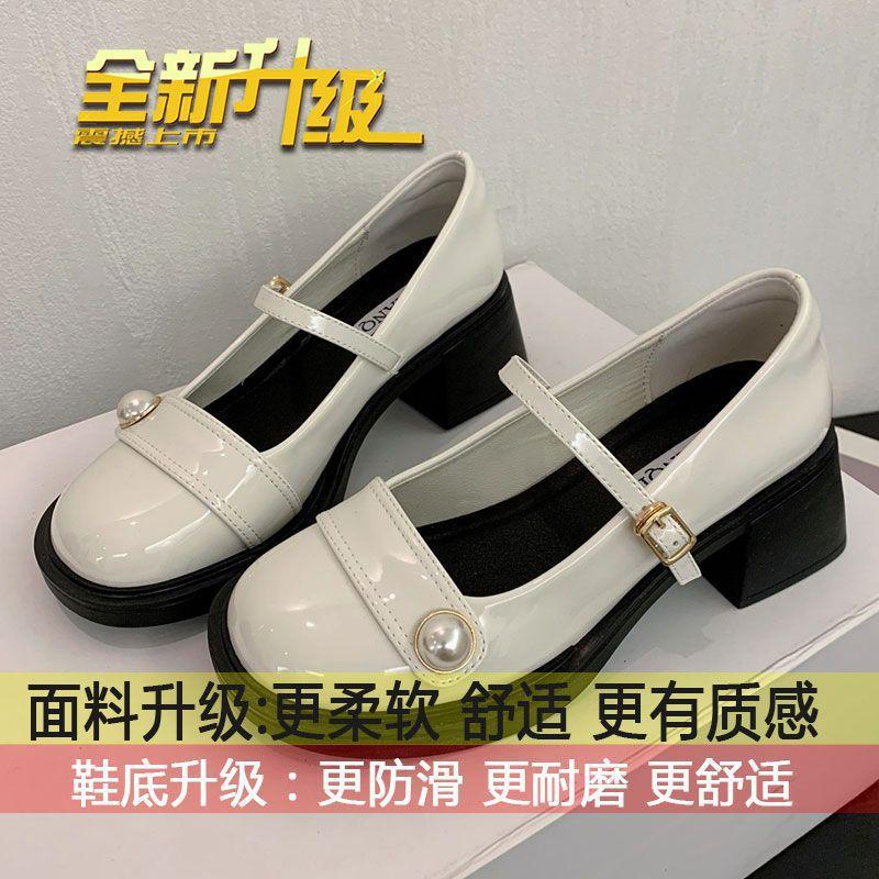 Retro Small Fragrant Mary Jane Women's Shoes New Versatile Thick Heel with Skirt Japanese Small Leather Shoes Single Shoes