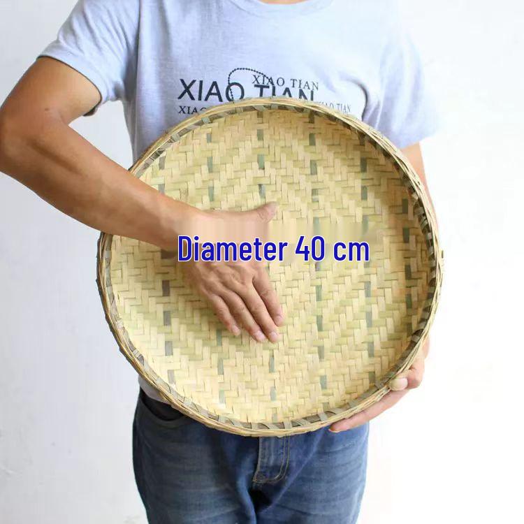 Bamboo Household Winnowing Basket: Perforated & Non-Perforated Bamboo Sieve, Handmade Woven Tray for Dried Goods & Sun-drying Decor