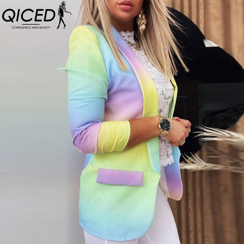 

QICED Жіночі Вінтажні Повсякденні Куртки та Пальта з принтом клітинка , з довгим рукавом, з коміром поло, Осінньо-зимові M