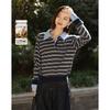 Demana Women's Faux Layer Striped Polo Knit Sweater