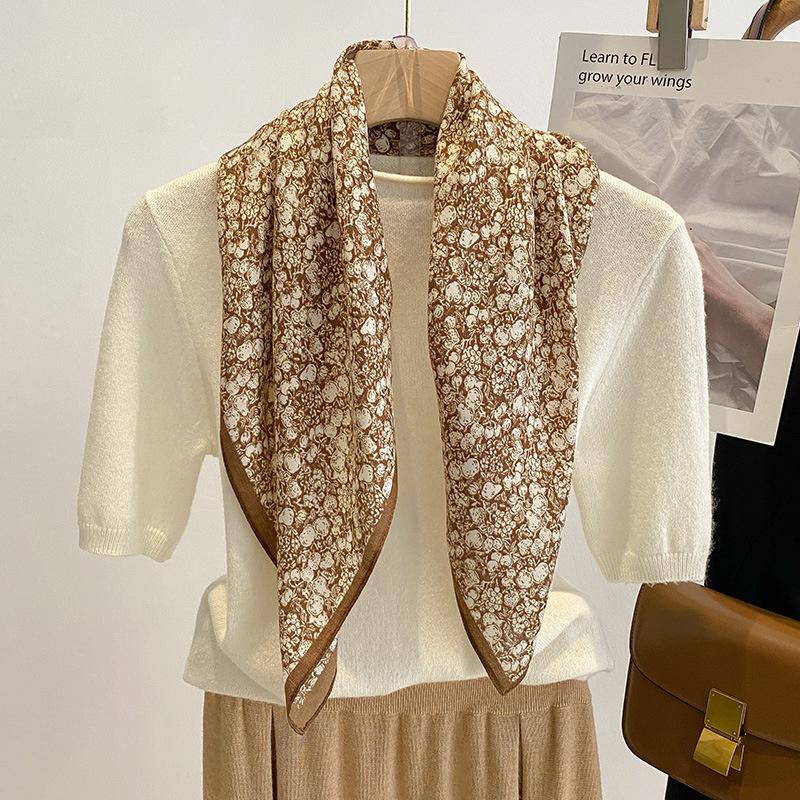 Ren Bomuld Dame Tørklæde Firkantet Foulard Dame Hals Hår Tørklæder Design Printet Hovedtørklæde Mode Pige Tørklæder 2023 Ny
