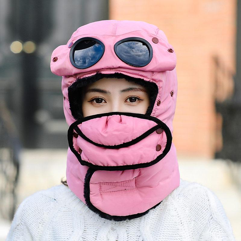 

Унисекс модная утолщенная теплая шапка ветрозащитные зимние шапки для мужчин женщин сохраняющая теплая шапка 54cm-62cm розовый