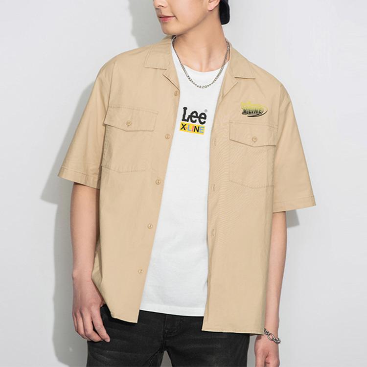 Lee Lee X Line Collaboration Series Brand Logo Letter Cuban Collar Loose Short Sleeve Shirt Men shirts LMT00002710031297W000
