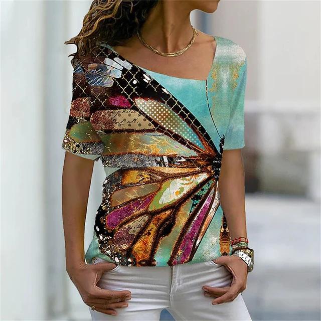 Летняя футболка с 3D-принтом цветного узора — фото 37