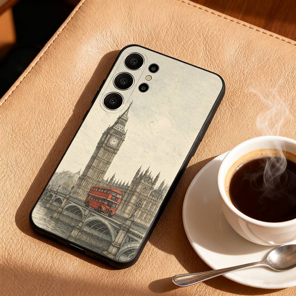 London Whispers Phone Case For Samsung S26,S25,S24,S21,S22,S23,S30,Ultra,S20,FE,Lite,10,9,Black Cover