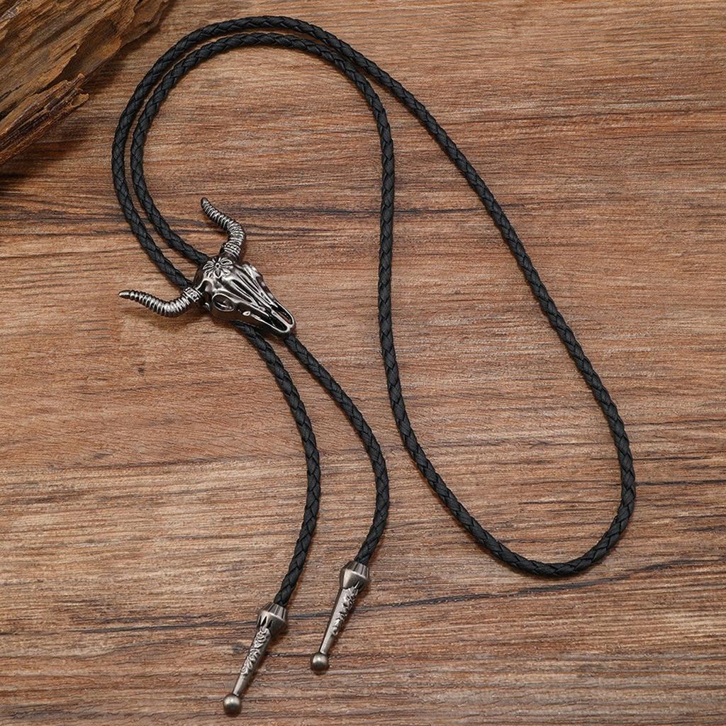Vintage Western Cowboy Bolo Tie Horn Slips Punk Halskjede Kostymetilbehør Bolo Tie Western