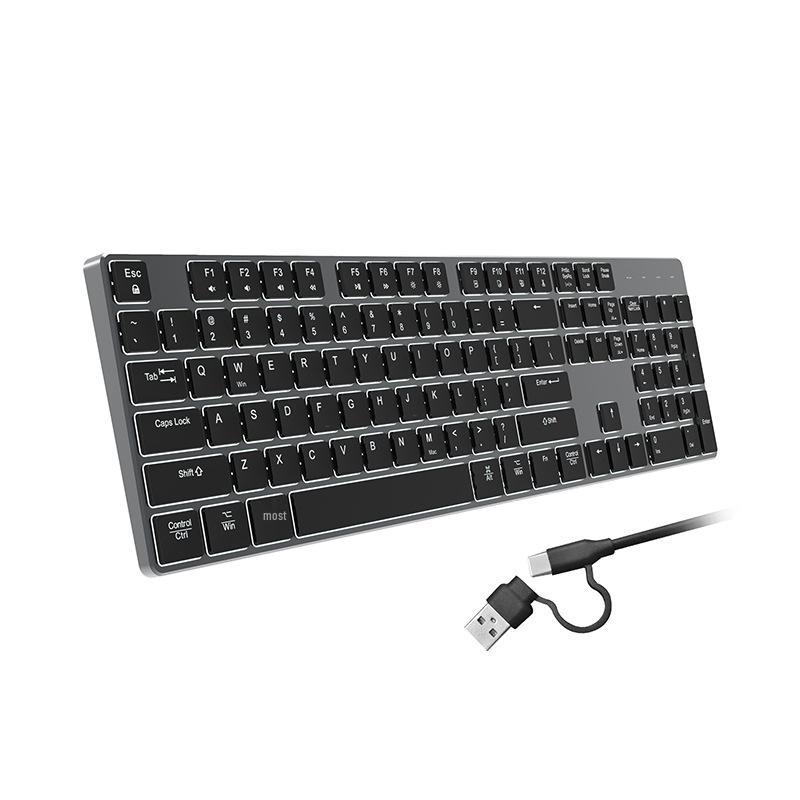 K3 Ultra-Thin Aluminum USB-C Wired Keyboard for Laptop, Desktop, Gaming, and Office