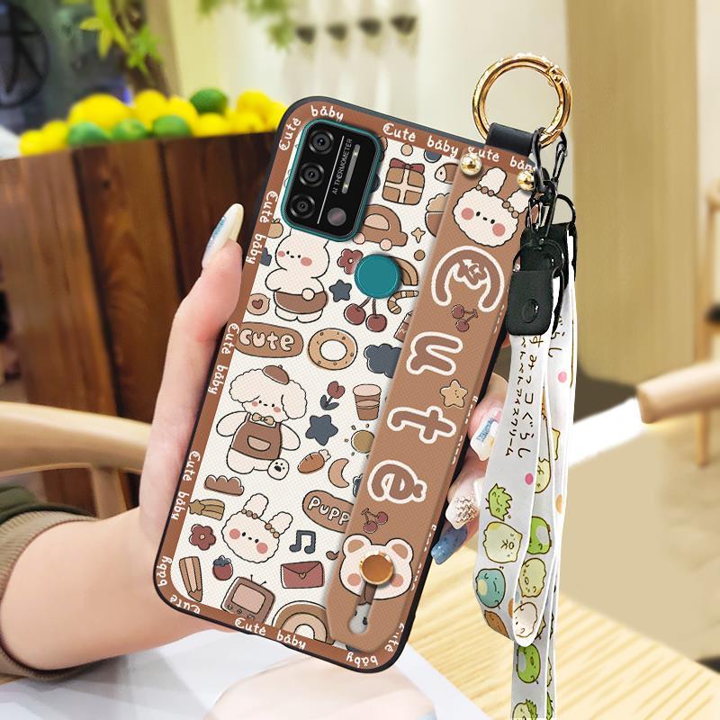Durable Cute Phone Case For UMIDIGI A9 Back Cover Wristband Anti-knock Fashion Design Anti-dust Phone Holder Ring