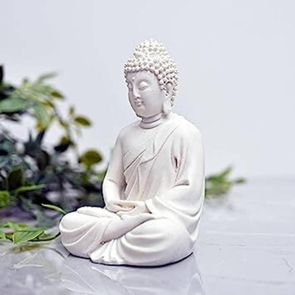 Lord Gautam Buddha| Statue of Meditating Buddha Decorative Showpiece Decorative Showpiece - 10 Cm  (Marble, White)