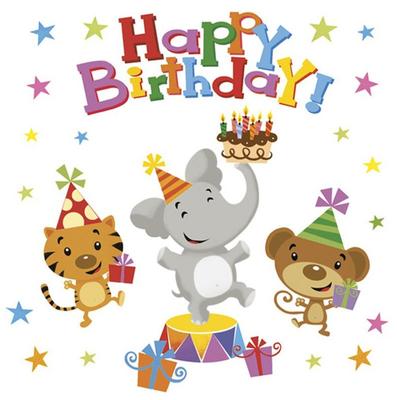 Animal Napkins Happy Birthday 33X33Cm 20 Pcs