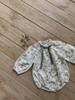 Autumn Floral Collar Bowknot Lantern Sleeve Onesie for Baby Girls