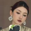 Silver Needle Diamond Flower Pearl Earrings: European & American Style, Exquisite, High-End, Versatile Fashion Ear Studs for Women