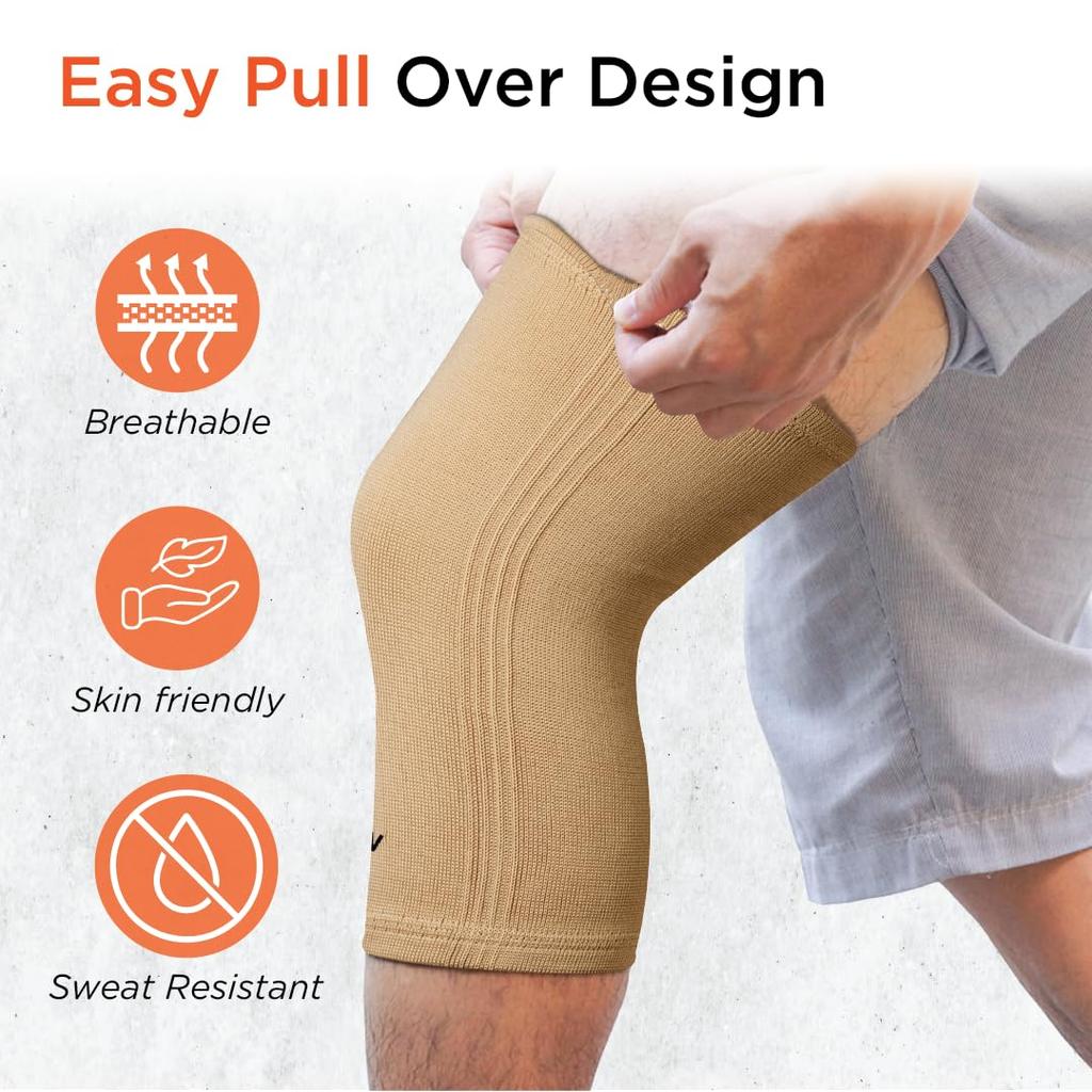 Vissco Tubular Elastic Knee Cap, Knee Support to provide Knee Pain Relief, Knee Cap For Sports, Football, Cricket, Walking And Workout (IN PAIR)