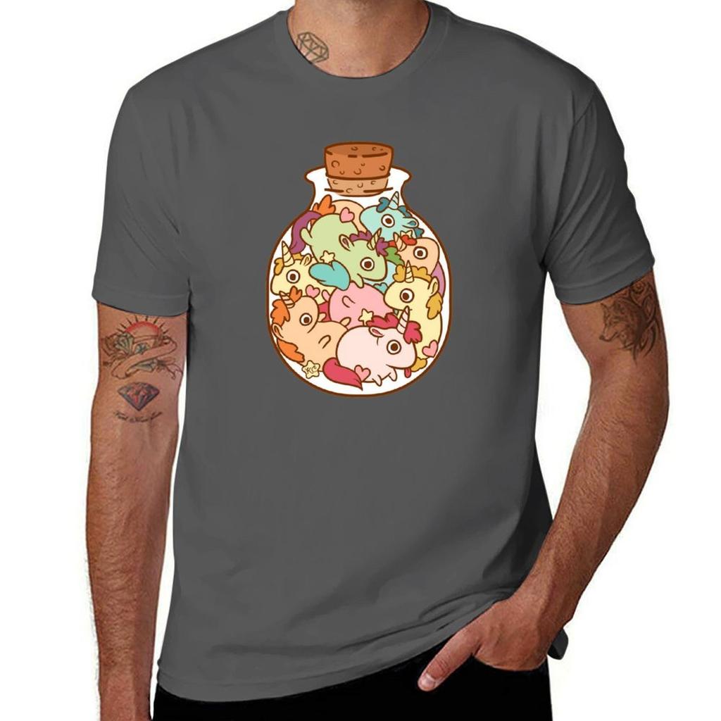 Bottle of Unicorns T-Shirt Mens Graphic T Shirts T Shirts for Man Pack Cotton T-Shirt
