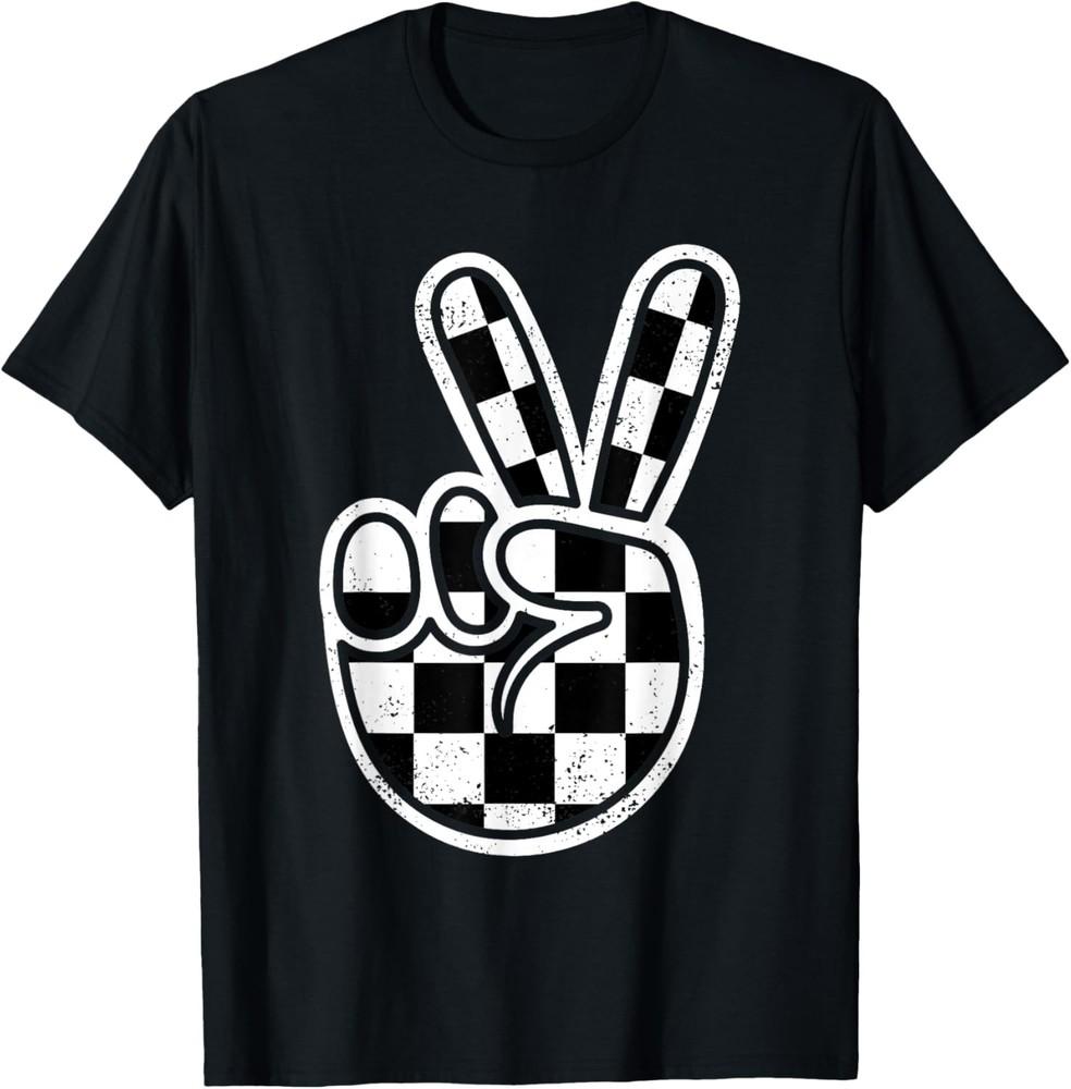Checkered Peace Sign 60s 70s 80s Race Car Gamer Boys Toddler T-Shirt Unisex T-Shirt S