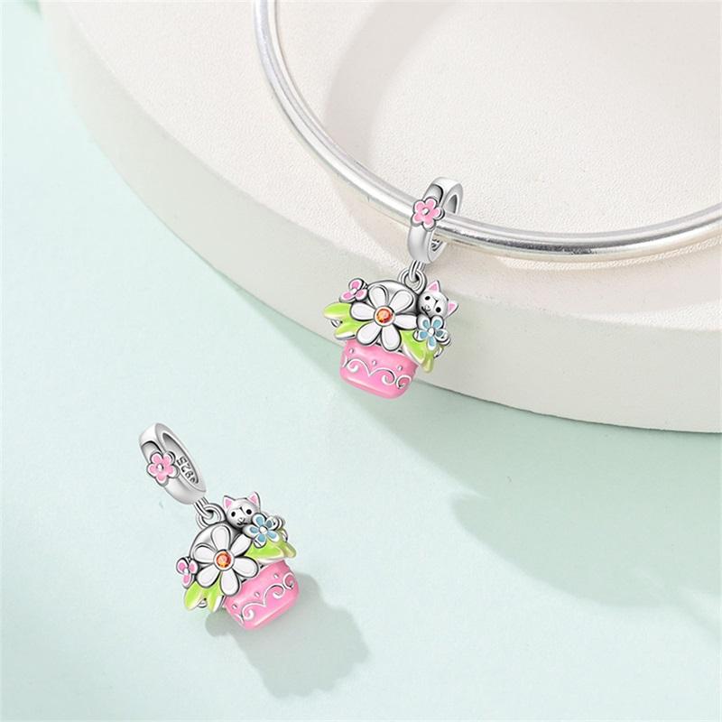 New Original Copper Elephant Cat Game Charms Bead Flower Baby Beads Fit 3Mm Bracelet Diy Jewelry Gifts For Women