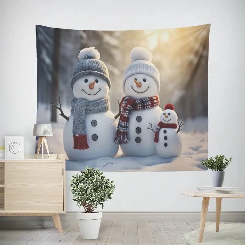 Christmas New Year Snowman Pattern Tapestry Living Room Sofa Home Decor Tapestry