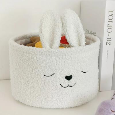 Soft Plush Sundries Storage Baskets Multi-Purpose Rabbit Ears Organizer Bag Cute Embroidery Toys Storage