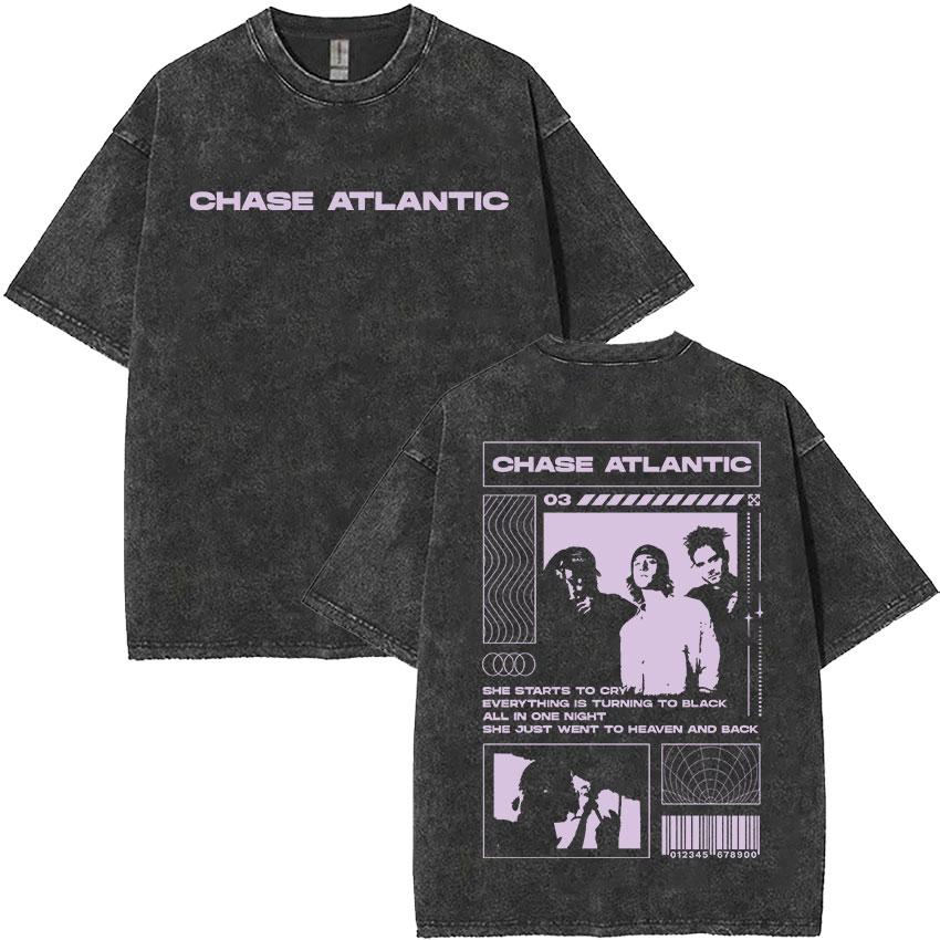 Chase Atlantic Ztraceni v Evropě a UK Turné 2025 Album Vintage Praná Pánská Hip Hop Gotická Trička Streetwear s Krátkým Rukávem