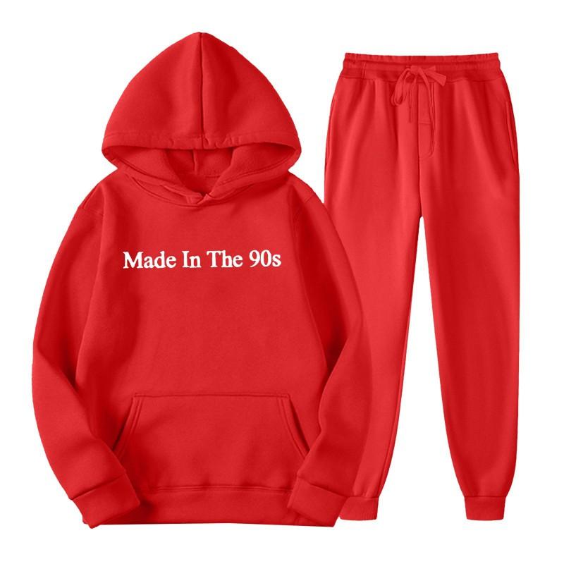 Trendy Unisex Hooded Fleece Lined Sweatshirt Tracksuit