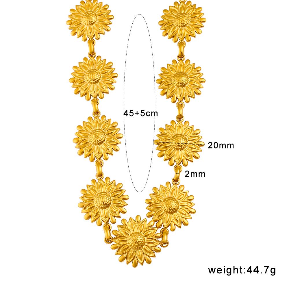 Stainless Stain Flower Jewelry Sets For Women 18K Gold Plated Chrysanthemum Necklace Bracelet Set Wedding Party Jewelry Gifts