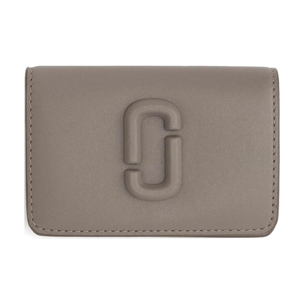 Marc Jacobs The J Marc Logo Plaque Leather Card Holder Men Accessories Gray Brown 2R4SMP005S02055