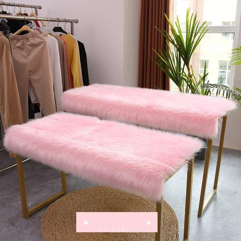 

Sheepskin Fur Rugs for Photography, Soft Plush Carpets for Display, Dressing Table, Chair Cover, Shaggy Fluffy White Rug, Home D 45X60cm