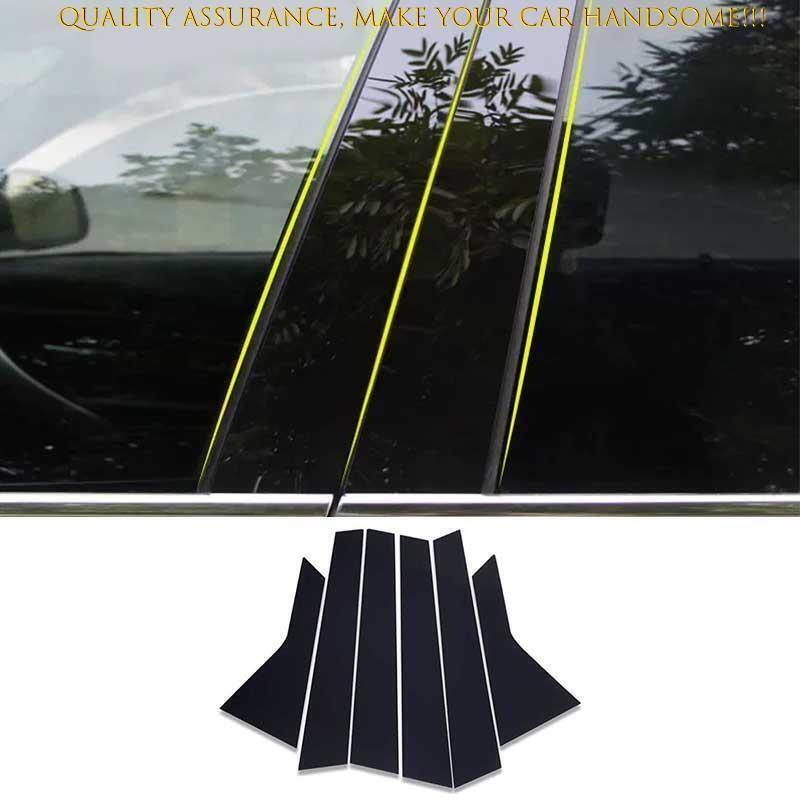 For Hyundai Santa Fe 2019-2023 Glossy Black PC Window Center BC Pillar Cover 6PC