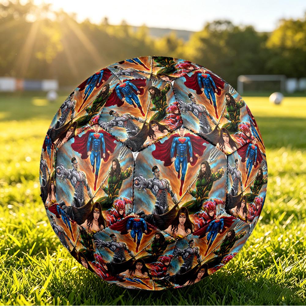 DC Comics Universe Printed Size 5 Standard Football, Waterproof PU Training Soccer Ball for Outdoor Sports