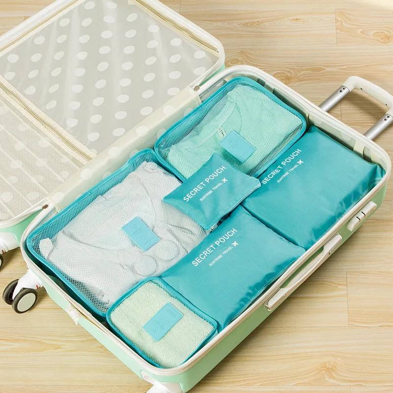 6-piece/set Travel Storage Bag Portable Large Capacity Waterproof Luggage Compartment Clothing Underwear Storage Bag with Zipper