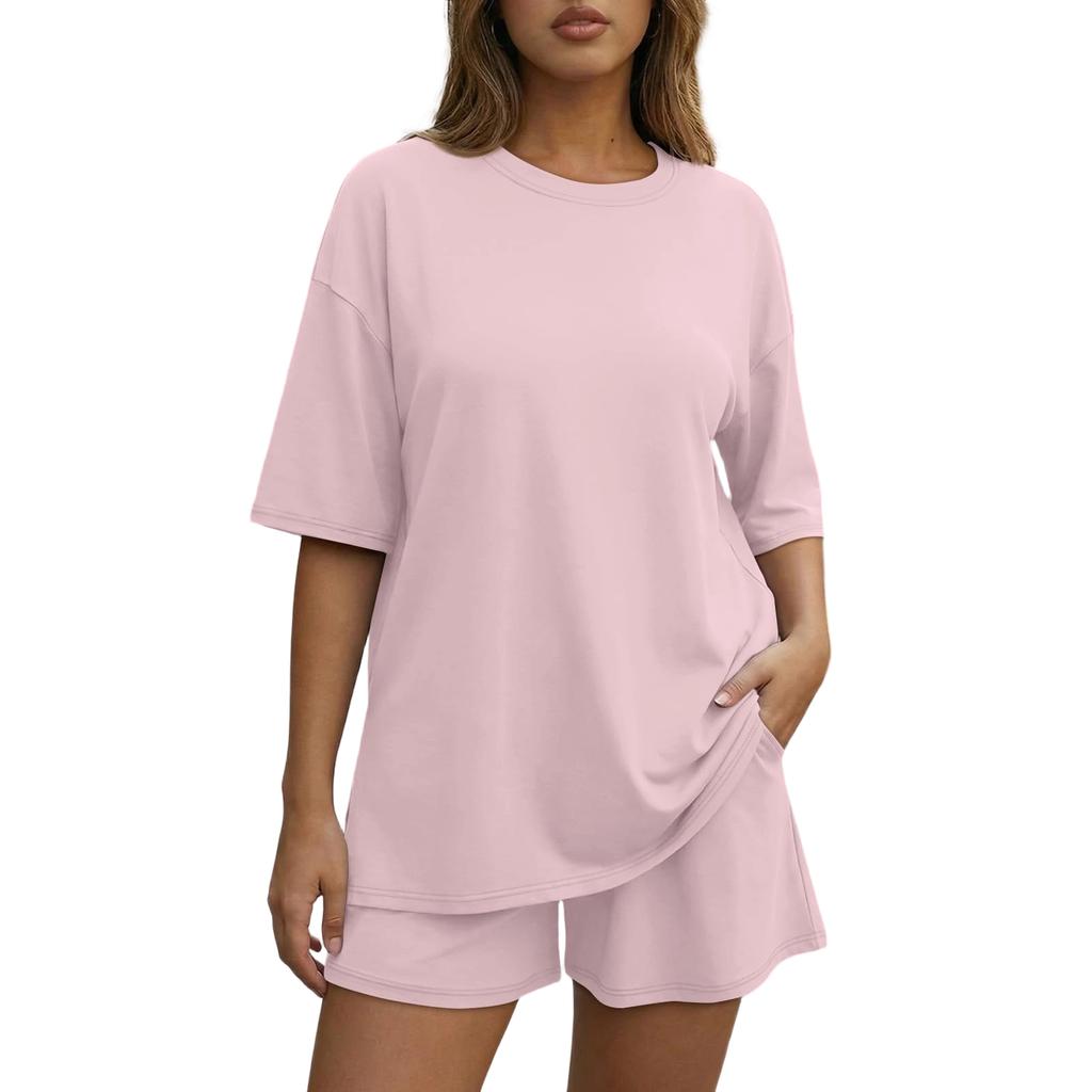 Women's Loose And Fashionable  Casual Short Sleeved Shorts Two-piece Set